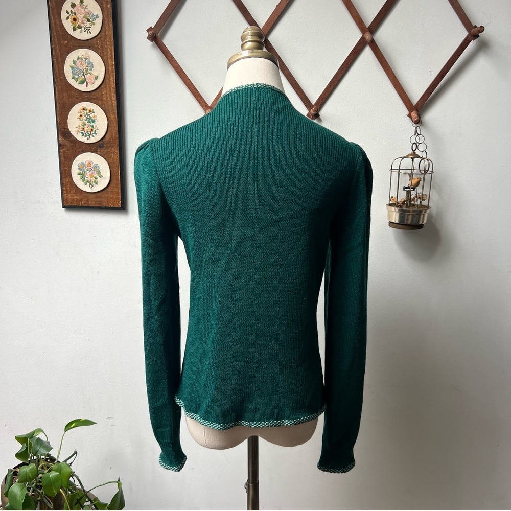 ST JOHN Marie Gray Green Santana Knit Open Cardigan - Picture 5 of 7